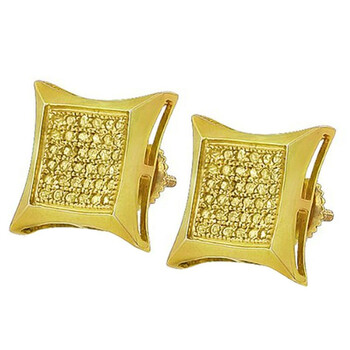Dazzling Rock Dazzlingrock Collection 0.33 Carat (Ctw) Real Diamond Kite Shape Men'S Hip Hop Iced Stud Earrings, Sterling Silver 2 Bông tai Dazzling Rock Dazzlingrock Collection 0.33 Carat (Ctw) Real Diamond Kite Shape Men'S Hip Hop Iced Stud Earrings