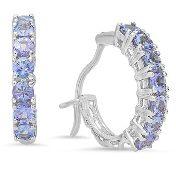 Dazzling Rock Dazzlingrock Collection 0.85 Carat (Ctw) Round Cut Tanzanite Ladies Huggies Hoop Earrings, Sterling Silver 1 Bông tai Dazzling Rock Dazzlingrock Collection 0.85 Carat (Ctw) Round Cut Tanzanite Ladies Huggies Hoop Earrings