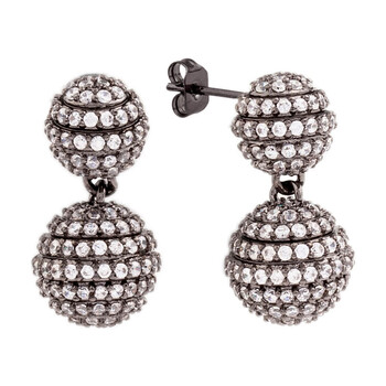 Bông tai Elegant Confetti Women'S 18K Black Gold Plated Cz Simulated Diamond Pave Ball Drop Statement Earrings