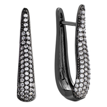 Bông tai Elegant Confetti Women'S 18K Black Gold Plated Cz Simulated Diamond Pave Drop Hoop Statement Earrings