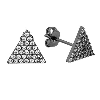 Bông tai Elegant Confetti Women'S 18K Black Gold Plated Cz Simulated Diamond Pave Triangle Stud Earrings