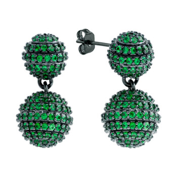 Bông tai Elegant Confetti Women'S 18K Black Gold Plated Green Cz Simulated Diamond Pave Ball Drop Statement Earrings