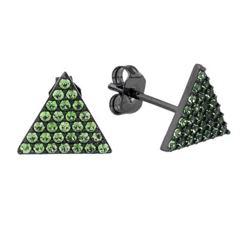 Bông tai Elegant Confetti Women'S 18K Black Gold Plated Green Cz Simulated Diamond Pave Triangle Stud Earrings