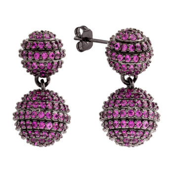 Bông tai Elegant Confetti Women'S 18K Black Gold Plated Pink Cz Simulated Diamond Pave Ball Drop Statement Earrings