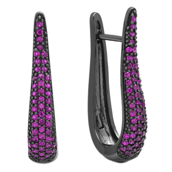 Bông tai Elegant Confetti Women'S 18K Black Gold Plated Pink Cz Simulated Diamond Pave Drop Hoop Statement Earrings