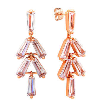 Bông tai Elegant Confetti Women'S 18K Rose Gold Plated Cz Simulated Baguette Diamond Dangle Earrings
