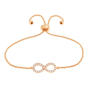 Elegant Confetti Women'S 18K Rose Gold Plated Cz Simulated Diamond Adjustable Bolo Infinity Pendant Bracelet 1 Vòng tay Elegant Confetti Women'S 18K Rose Gold Plated Cz Simulated Diamond Adjustable Bolo Infinity Pendant Bracelet chính hãng