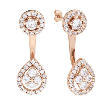 Elegant Confetti Women'S 18K Rose Gold Plated Cz Simulated Diamond Ear Jacket Earring 1 Bông tai Elegant Confetti Women'S 18K Rose Gold Plated Cz Simulated Diamond Ear Jacket Earring