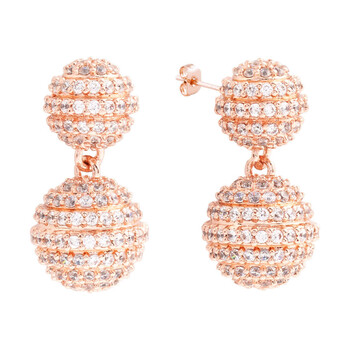 Bông tai Elegant Confetti Women'S 18K Rose Gold Plated Cz Simulated Diamond Pave Ball Drop Statement Earrings