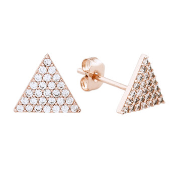 Bông tai Elegant Confetti Women'S 18K Rose Gold Plated Cz Simulated Diamond Pave Triangle Stud Earrings