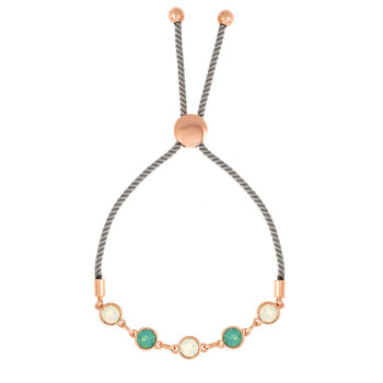 Vòng tay Elegant Confetti Women'S 18K Rose Gold Plated Green And White Swarovski Crystal Adjustable Bolo Grey Rope Bracelet chính hãng