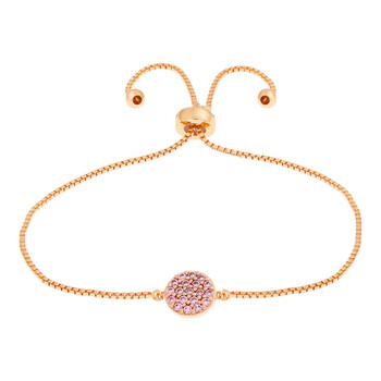 Vòng tay Elegant Confetti Women'S 18K Rose Gold Plated Pink Cz Simulated Diamond Circle Adjustable Bolo Bracelet chính hãng