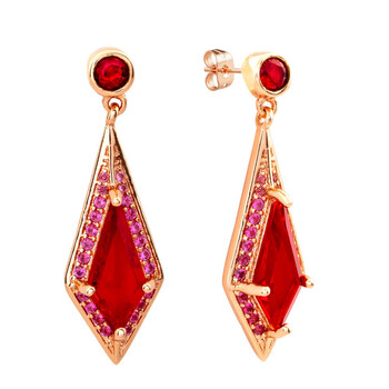 Elegant Confetti Women'S 18K Rose Gold Plated Red And Pink Cz Simulated Diamond Dangle Earrings 2 Bông tai Elegant Confetti Women'S 18K Rose Gold Plated Red And Pink Cz Simulated Diamond Dangle Earrings