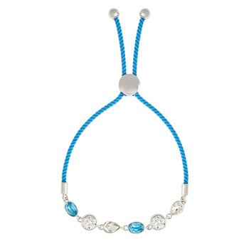 Vòng tay Elegant Confetti Women'S 18K White Gold Plated Blue And White Swarovski Crystal Adjustable Bolo Blue Rope Bracelet chính hãng