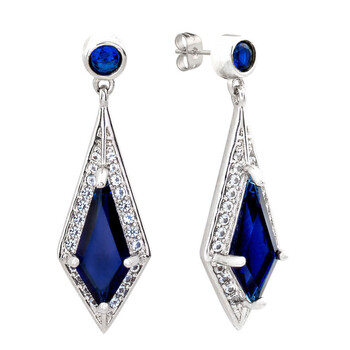 Bông tai Elegant Confetti Women'S 18K White Gold Plated Blue Cz Simulated Diamond Dangle Earrings