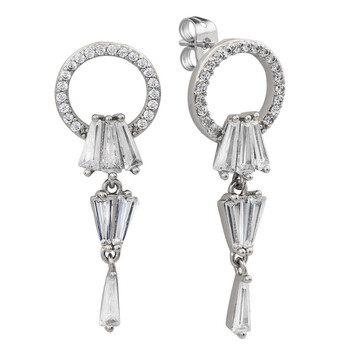 Elegant Confetti Women'S 18K White Gold Plated Cz Simulated Baguette Diamond Dangle Earrings 2 Bông tai Elegant Confetti Women'S 18K White Gold Plated Cz Simulated Baguette Diamond Dangle Earrings