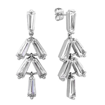 Elegant Confetti Women'S 18K White Gold Plated Cz Simulated Baguette Diamond Dangle Earrings 1 Bông tai Elegant Confetti Women'S 18K White Gold Plated Cz Simulated Baguette Diamond Dangle Earrings