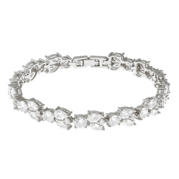 Vòng tay Elegant Confetti Women'S 18K White Gold Plated Cz Simulated Diamond Cluster Statement Bracelet chính hãng