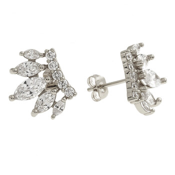 Bông tai Elegant Confetti Women'S 18K White Gold Plated Cz Simulated Diamond Crown Stud Earrings
