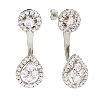 Bông tai Elegant Confetti Women'S 18K White Gold Plated Cz Simulated Diamond Ear Jacket Earring