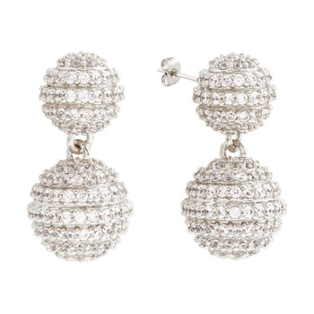 Elegant Confetti Women'S 18K White Gold Plated Cz Simulated Diamond Pave Ball Drop Statement Earrings 2 Bông tai Elegant Confetti Women'S 18K White Gold Plated Cz Simulated Diamond Pave Ball Drop Statement Earrings