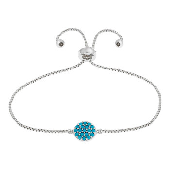 Elegant Confetti Women'S 18K White Gold Plated Simulated Turquoise Circle Adjustable Bolo Bracelet 1 Vòng tay Elegant Confetti Women'S 18K White Gold Plated Simulated Turquoise Circle Adjustable Bolo Bracelet chính hãng