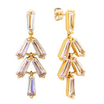 Bông tai Elegant Confetti Women'S 18K Yellow Gold Plated Cz Simulated Baguette Diamond Dangle Earrings
