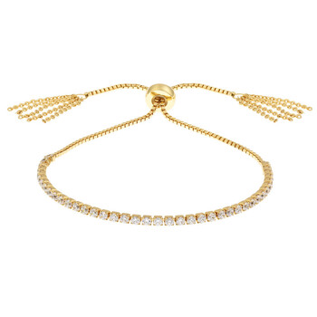 Vòng tay Elegant Confetti Women'S 18K Yellow Gold Plated Cz Simulated Diamond Adjustable Bolo Fringe Tennis Bracelet chính hãng