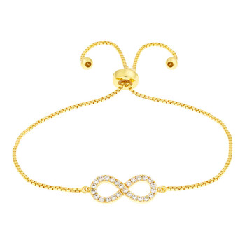 Vòng tay Elegant Confetti Women'S 18K Yellow Gold Plated Cz Simulated Diamond Adjustable Bolo Infinity Pendant Bracelet chính hãng
