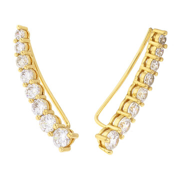 Elegant Confetti Women'S 18K Yellow Gold Plated Cz Simulated Diamond Crawler Climber Earrings 1 Bông tai Elegant Confetti Women'S 18K Yellow Gold Plated Cz Simulated Diamond Crawler Climber Earrings