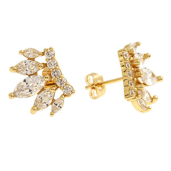 Elegant Confetti Women'S 18K Yellow Gold Plated Cz Simulated Diamond Crown Stud Earrings 2 Bông tai Elegant Confetti Women'S 18K Yellow Gold Plated Cz Simulated Diamond Crown Stud Earrings