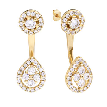 Elegant Confetti Women'S 18K Yellow Gold Plated Cz Simulated Diamond Ear Jacket Earring 1 Bông tai Elegant Confetti Women'S 18K Yellow Gold Plated Cz Simulated Diamond Ear Jacket Earring
