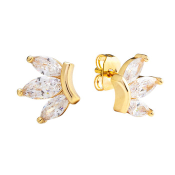 Elegant Confetti Women'S 18K Yellow Gold Plated Cz Simulated Diamond Lotus Stud Earrings 1 Bông tai Elegant Confetti Women'S 18K Yellow Gold Plated Cz Simulated Diamond Lotus Stud Earrings