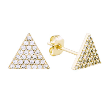 Bông tai Elegant Confetti Women'S 18K Yellow Gold Plated Cz Simulated Diamond Pave Triangle Stud Earrings