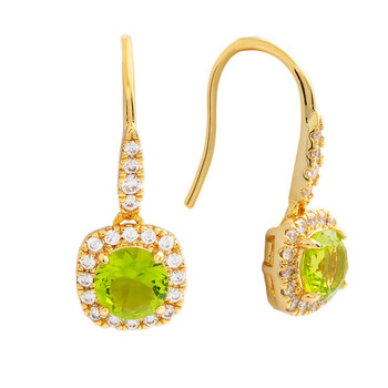 Elegant Confetti Women'S 18K Yellow Gold Plated Light Green Cz Simulated Cushion Diamond Halo Drop Earrings 2 Bông tai Elegant Confetti Women'S 18K Yellow Gold Plated Light Green Cz Simulated Cushion Diamond Halo Drop Earrings