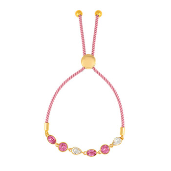 Vòng tay Elegant Confetti Women'S 18K Yellow Gold Plated Pink And White Swarovski Crystal Adjustable Bolo Pink Rope Bracelet chính hãng