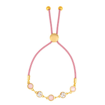 Vòng tay Elegant Confetti Women'S 18K Yellow Gold Plated Pink And White Swarovski Crystal Adjustable Bolo Pink Rope Bracelet chính hãng