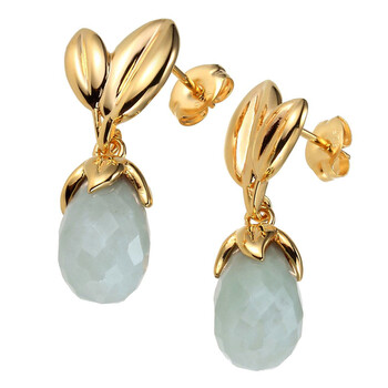 Bông tai Ellie Byrd 18K Yellow Gold Plated Sterling Silver Genuine Green Jade Nature-Inspired Drop Stud Earrings Ellie Byrd 18K Yellow Gold Plated Ster