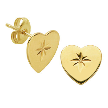 Bông tai Ellie Byrd 18K Yellow Gold Plated Sterling Silver North Star Stamped Heart Stud Earrings S2Aj2Xa000-627Cf00