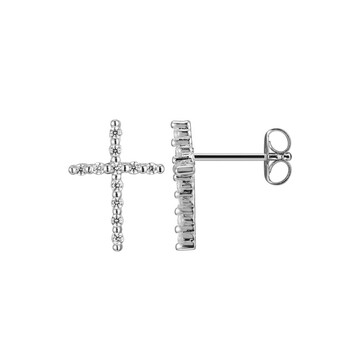 Bông tai Ellie Byrd Rhodium Plated Sterling Silver Diamondlite Cz Cross Earring