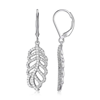 Bông tai Ellie Byrd Rhodium Plated Sterling Silver Diamondlite Cz Designer Dangle Earrings