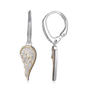 Bông tai Ellie Byrd Rhodium & Gold Plated Sterling Silver Angel Wing Pave Cz Earrings