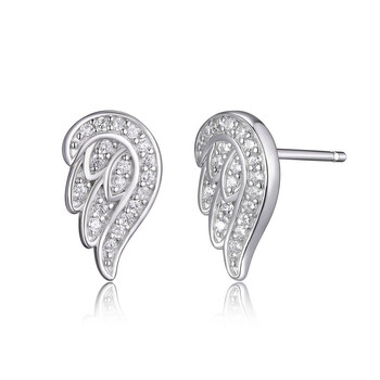 Bông tai Ellie Byrd Rhodium Plated Sterling Silver Pave Cubic Zirconia Angel Wing Earrings