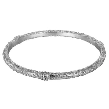 Vòng tay Envie Rhodium And Fine Silver Plated Bronze Filigree Stamped Bangle Bracelet