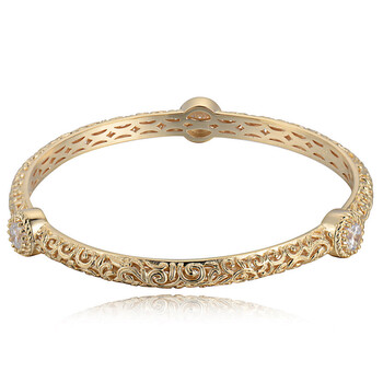 Vòng tay Envie 18K Yellow Gold Plated Bronze Cubic Zirconia Filigree Bangle Bracelet