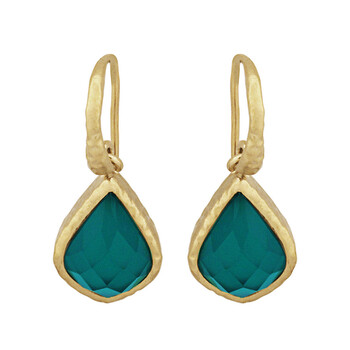 Bông tai Envie 18K Yellow Gold Over Bronze Pear Cut Green Agate Doublet Dangle Earrings