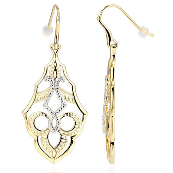 Bông tai Envie 18K Yellow Gold Over Rhodium Plated Bronze Two Tone Open Work Dangle Earrings