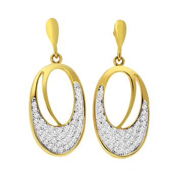 Bông tai Hetal Diamonds 2/5 Cttw10K Yellow Gold Diamond Oval Dangle Earrings (H-I