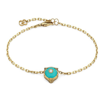 Vòng tay Gucci Le Marche Des Merveilles Turquoise Tiger Head Diamond Station Bracelet chính hãng