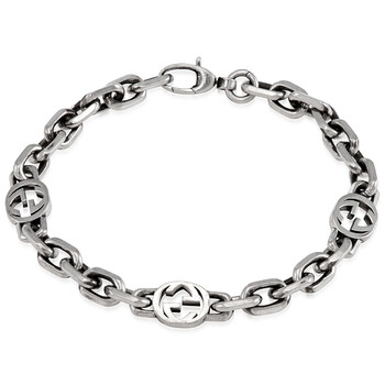 Vòng tay Gucci Silver Bracelet With Interlocking G chính hãng